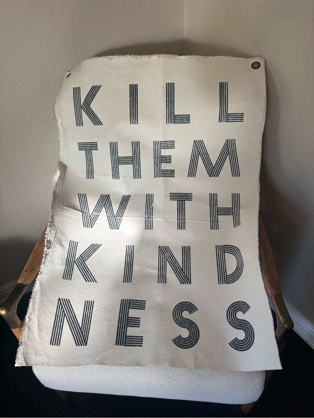 Neutral and Black 'Kill Them With Kindness' Wall Tapestry